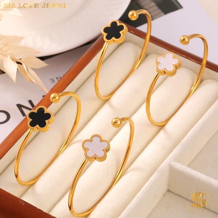 Sea Shell Flower Oval Bangle H137