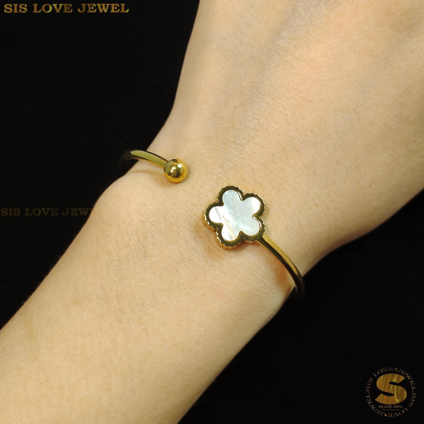 Sea Shell Flower Oval Bangle H137