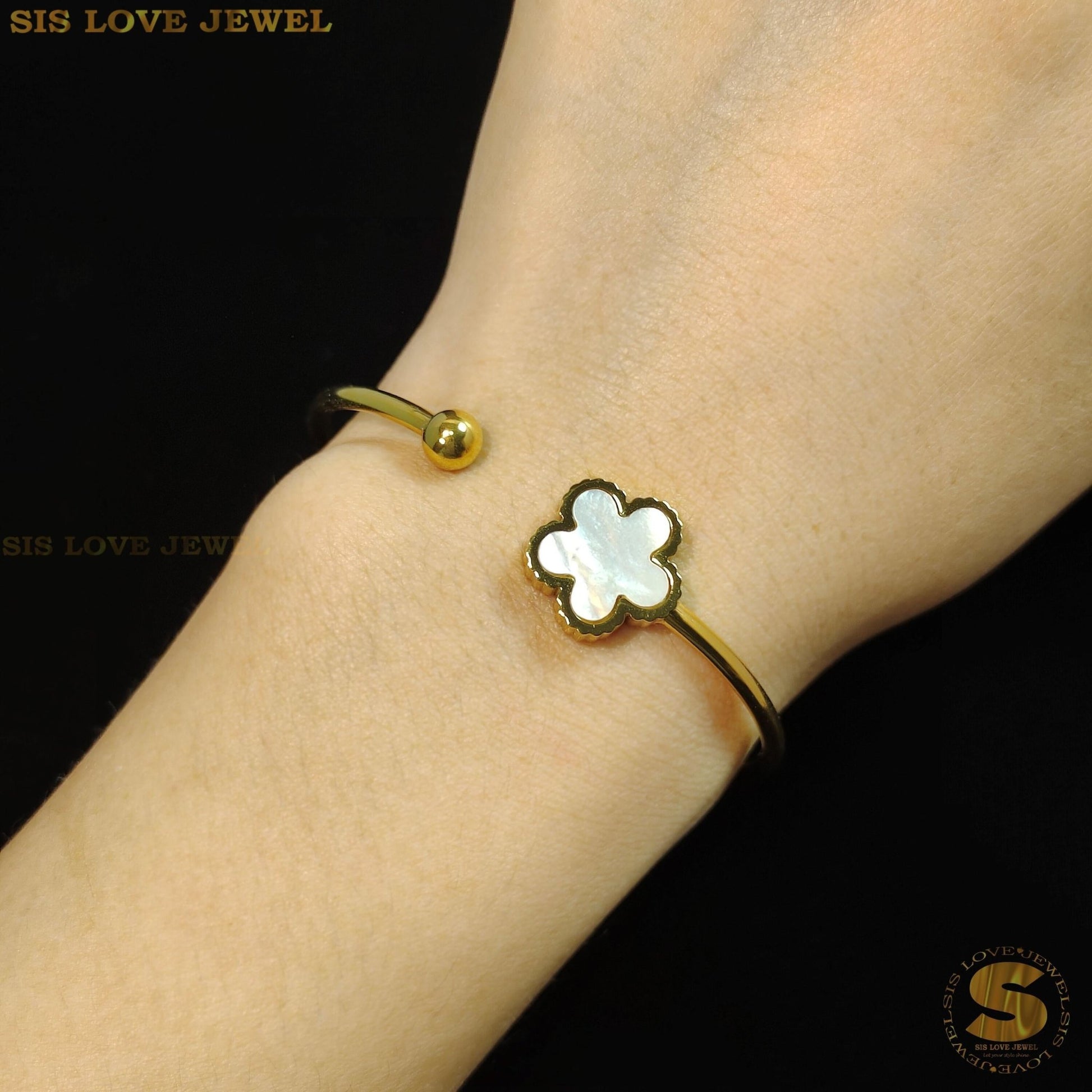 Sea Shell Flower Oval Bangle H137