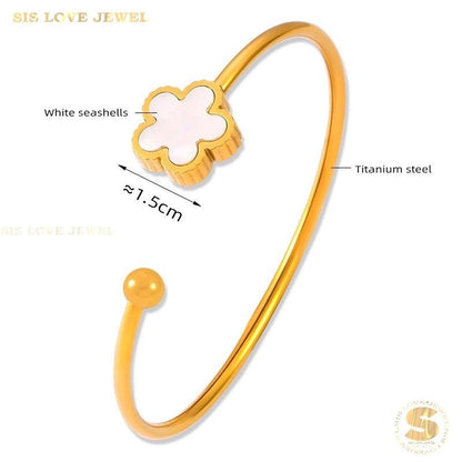 Sea Shell Flower Oval Bangle H137
