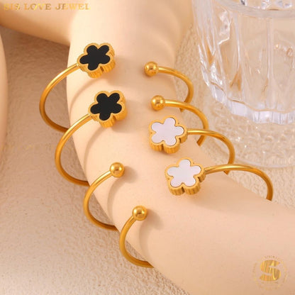Sea Shell Flower Oval Bangle H137
