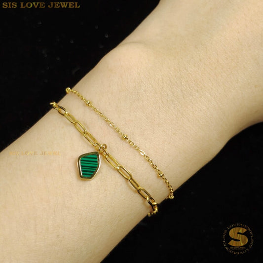 Green Tag 2 Layers Bracelet B041