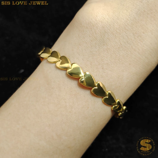 Heart Adjustable Oval Open Bangle H076