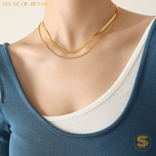 Simple 2 Layers Snack Chain Necklace N030