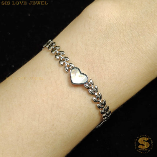 Heart Shell Bracelet Silver B047