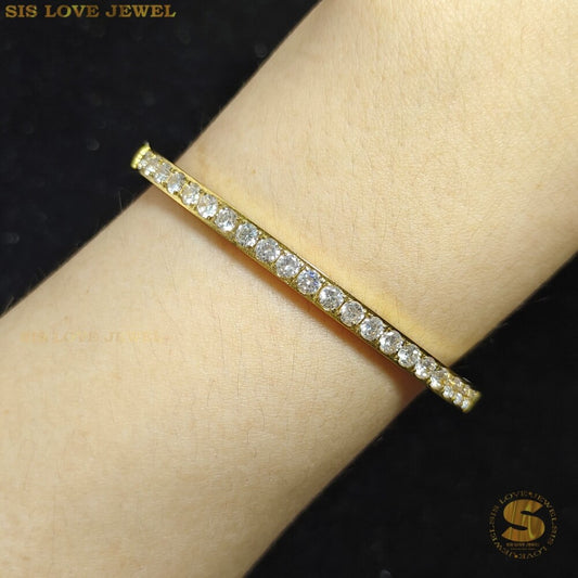 Cubic Zirconia Half Row Diamond Oval Bangle H024