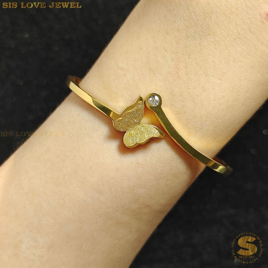 Minimalist Butterfly Oval Bangle H017