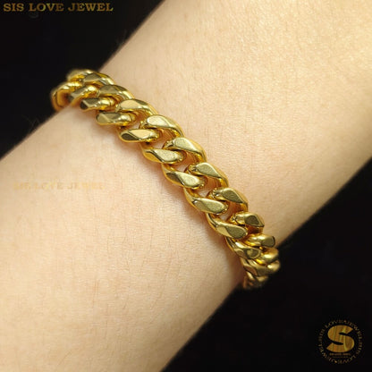 Cubic Link Bracelet Gold/Silver B046