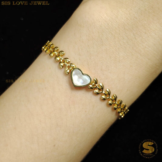 Heart Shell Bracelet Gold B047