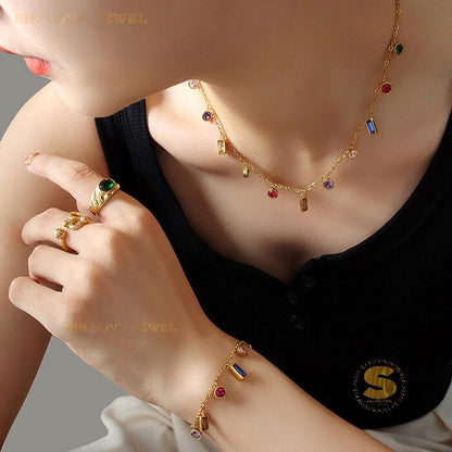 Colorful Zirconia Necklace N019