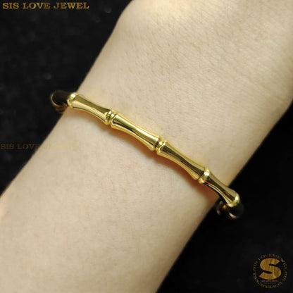 Minimalist Bamboo Oval Bangle H054