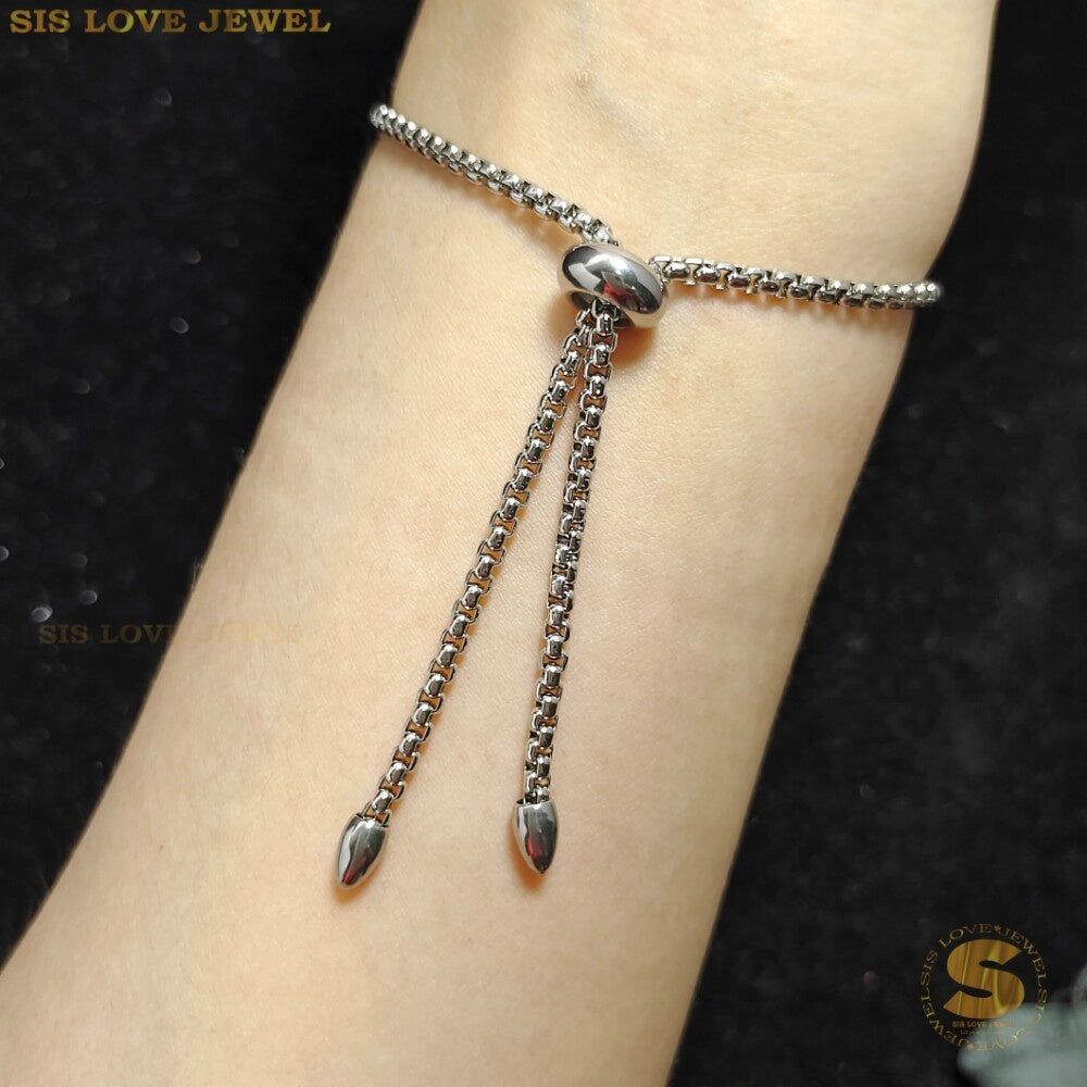 Silver Color Heart Adjustable Bracelet B063