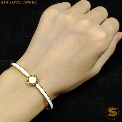 Roman White Oval Bangle H089