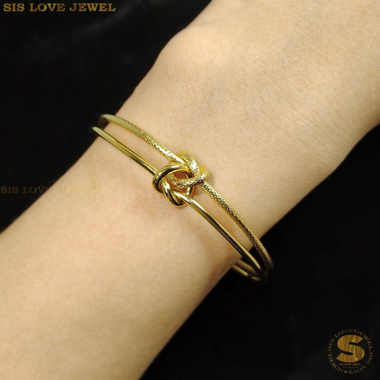 Double Love Knot Adjustable Open Bangle H096