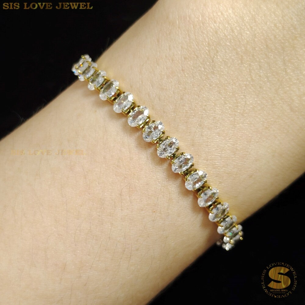 White Cubic Zirconia Bracelet B044