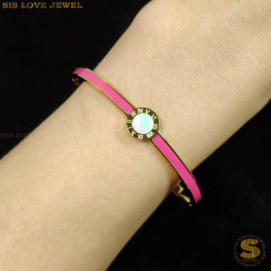 Roman Hot-Pink Oval Bangle H089