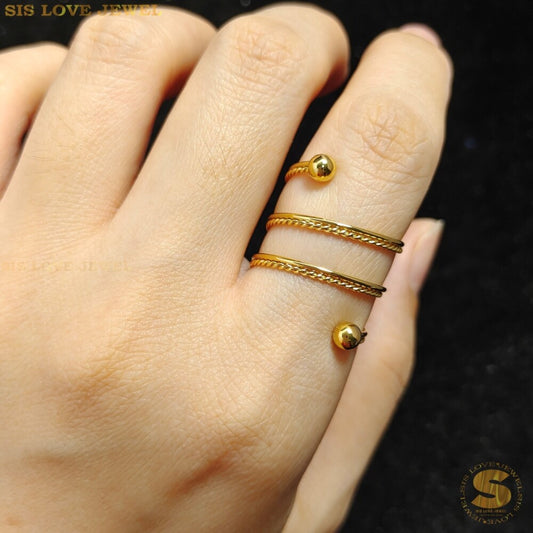 Beads 2 Layers Adjustable Ring R044