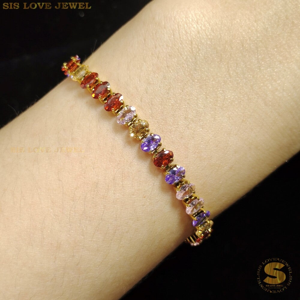 Colorful Cubic Zirconia Bracelet B044