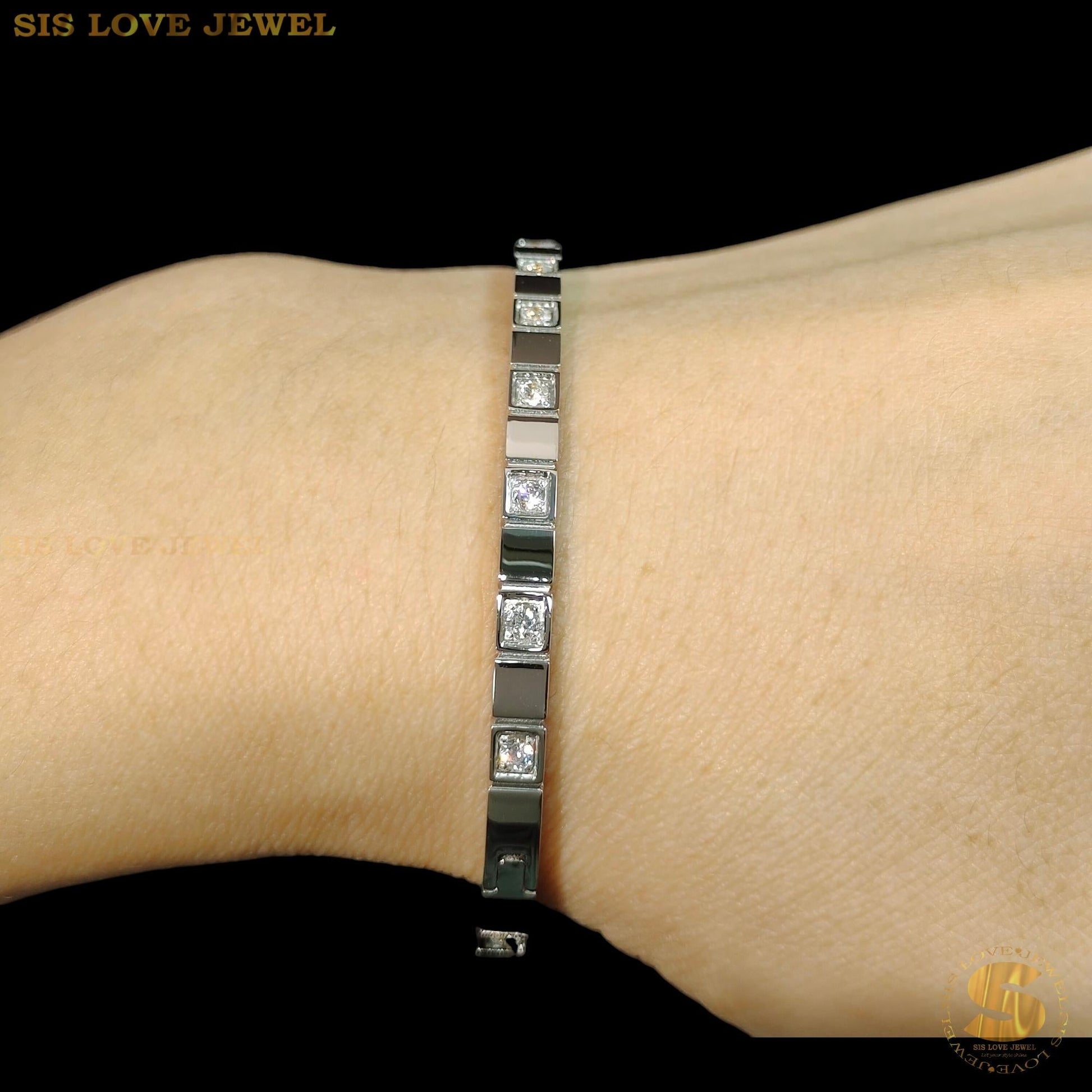 Silver Bee Zirconia Bangle H033 Silver