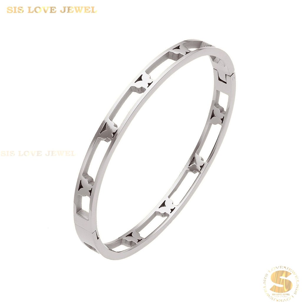 Silver Butterfly Bangle H193 Silver