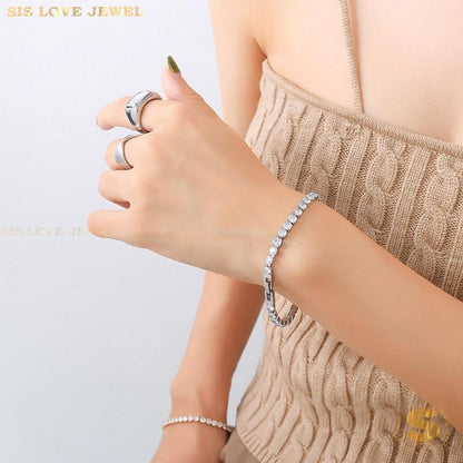 Silver Tennis Bracelet B042 Silver