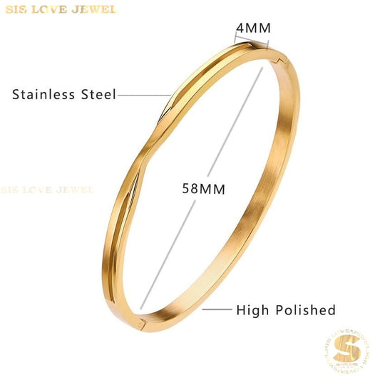 Simple Oval Bangle H099 Gold