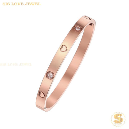 Sparkling Zirconia Oval Bangle H030 Rose Gold