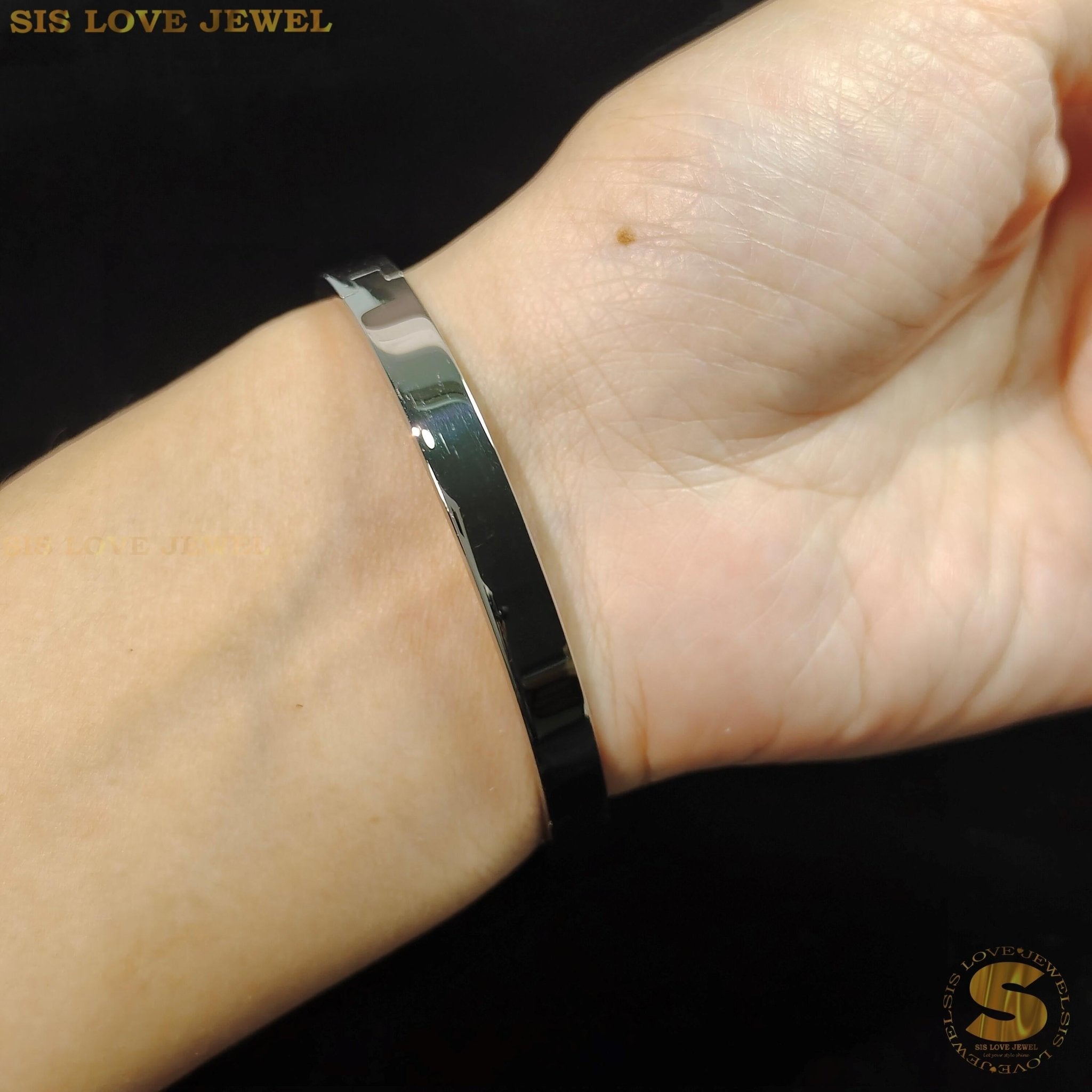 Silver Zirconia Oval Bangle Bracelet Minimalist Women's Jewelry
