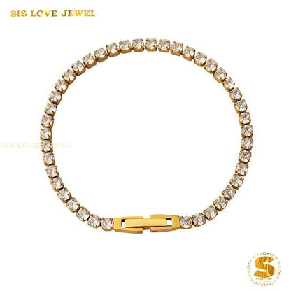 Thin Tennis Bracelet B148 White