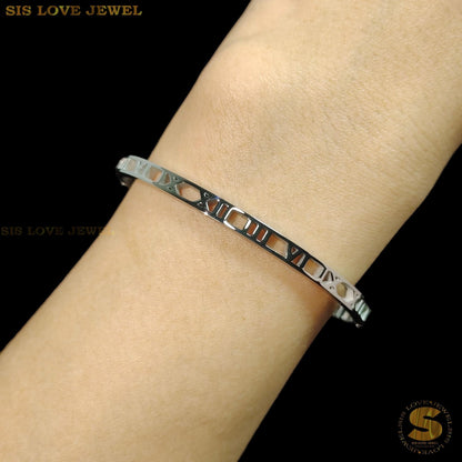 Timeless Roman Whisper Bangle H036 Silver