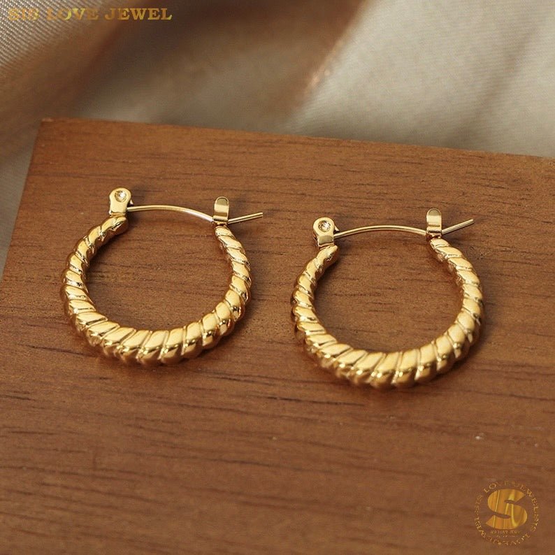 Twisted Rope Hoop Earrings S013