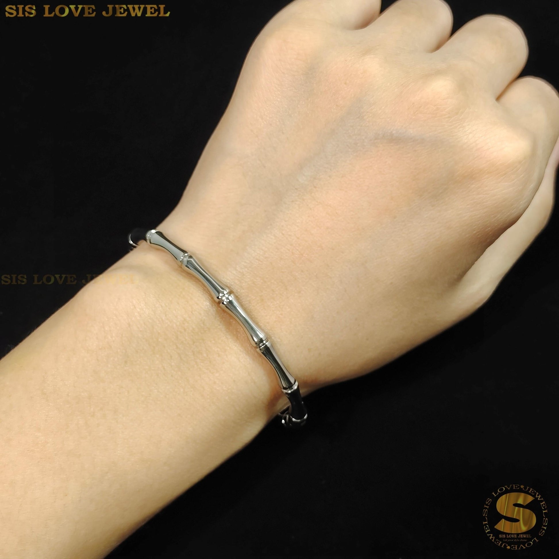 Whispering Bamboo Silver Bangle H054 Silver