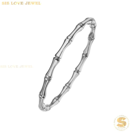 Whispering Bamboo Silver Bangle H054 Silver