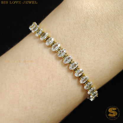 White Zirconia Gold Plated Bracelet B044 White