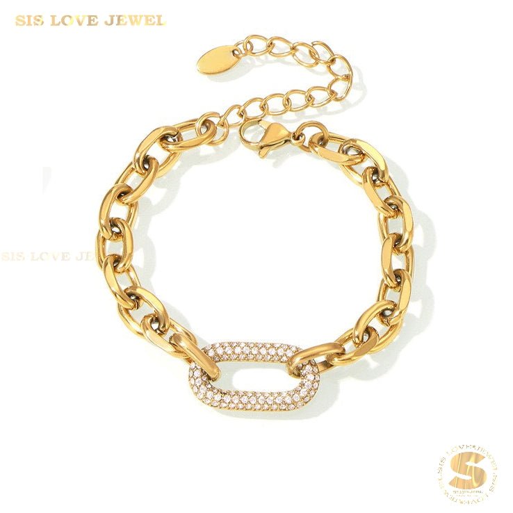 Zirconia Titanium Chain Bracelet B221