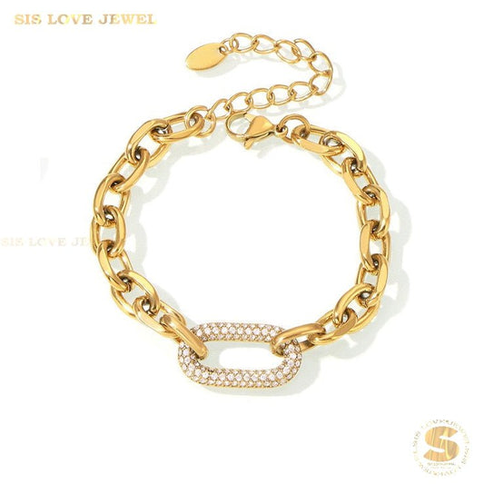 Zirconia Titanium Chain Bracelet B221
